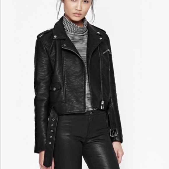 French Connection Jackets & Blazers - French connection leather moto biker jacket